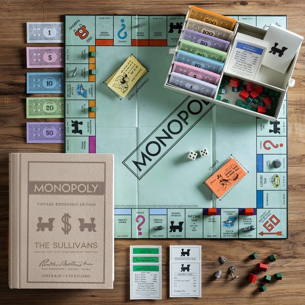 Monopoly® Personalized Vintage Bookshelf Edition Board Game, Personalized Games, Game Lovers, Family Gift, Toys and Games