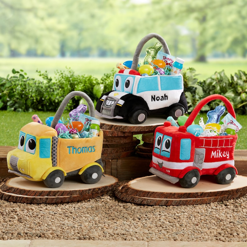Embroidered Construction Truck Easter Basket – Custom Easter Toy Basket for Kids – Personalized Easter Basket – My First Easter Baby Basket bild 10