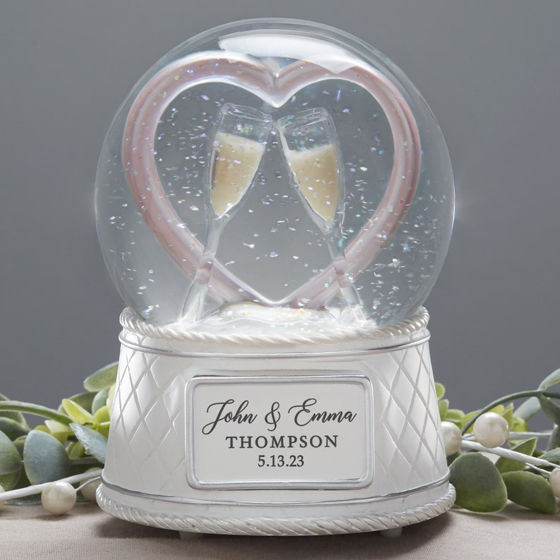 Wedding Personalized Musical & Light Up Snow Globe, Wedding Gifts, Couples Gift, Personalized Wedding, Anniversary, Engagement, Keepsake