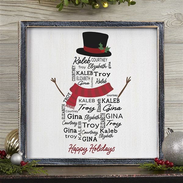 低価格 Snowman Repeating Art Wall Frame Personalized Name チャーム