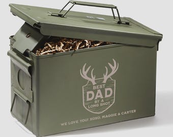 Personalized Hunting Ammo Box – Custom Deer Antler Military Surplus Can – Father’s Day Gift for Hunter Dad
