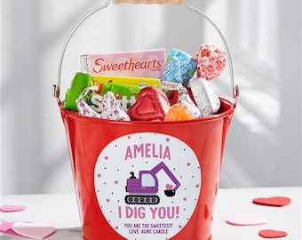 I Dig You Personalized Valentine's Day Treat Bucket, Valentine's Day Gift, Gifts for Kids, Custom Candy Bucket