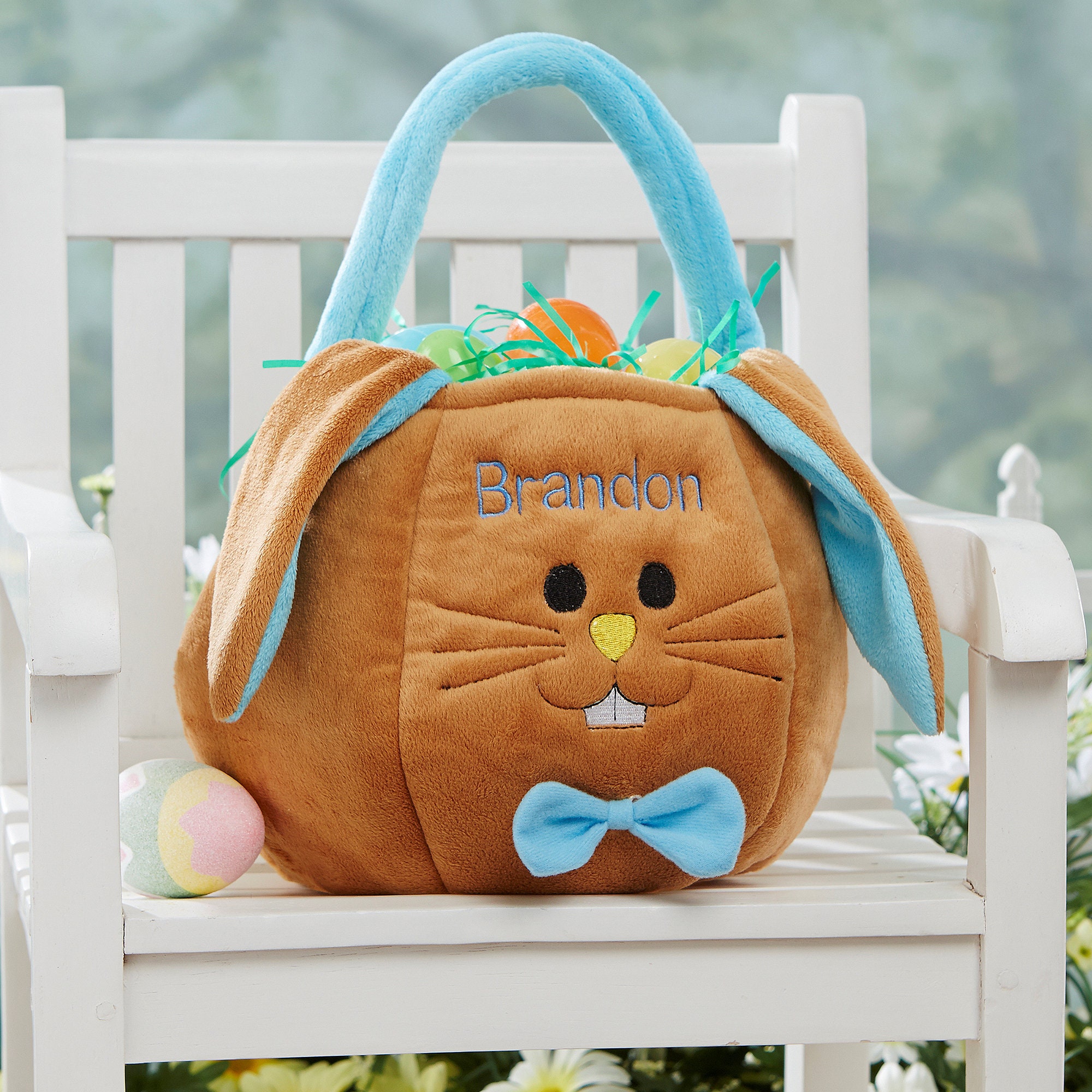 Discover Personalized Easter Bunny Basket  Custom Name Plush Bunny Easter Basket  Embroidered Kids Egg Hunt Bag  Baby's First Easter Bunny Gifts