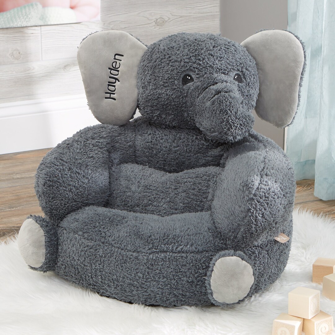 Embroidered Name Plush Elephant Kids Chair, Gifts for Kids, Kids
