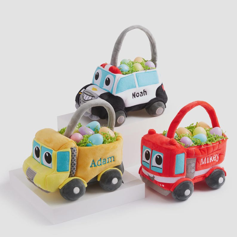 Embroidered Construction Truck Easter Basket – Custom Easter Toy Basket for Kids – Personalized Easter Basket – My First Easter Baby Basket bild 9