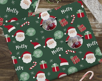 Santa Personalized Photo Wrapping Paper, Photo Gifts, Custom Wrapping Paper, Christmas Gift, Christmas Gift Wrap