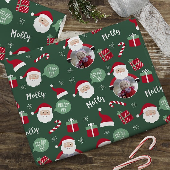 Santa Personalized Photo Wrapping Paper – Photo Gifts – Custom Wrapping Paper – Christmas Gift – Christmas Gift Wrap