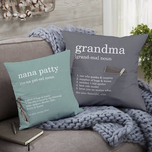 Definition of Grandma Personalized Pocket Pillow, Mother&#39;s Day Gift, Gift for Nana, Birthday Gift for Grandma, Grandma Gifts, Custom Pillow
