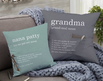 Definition of Grandma Personalized Pocket Pillow, Mother's Day Gift, Gift for Nana, Birthday Gift for Grandma, Grandma Gifts, Custom Pillow