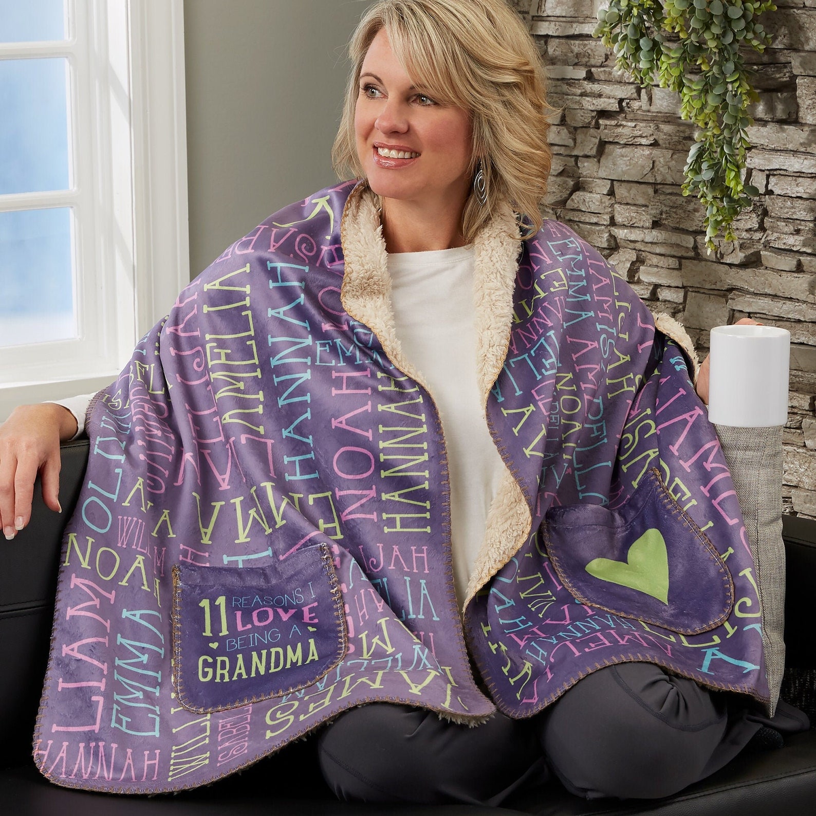 Personalized Names Cuddle Wrap – Sherpa Blanket With Pockets - Etsy