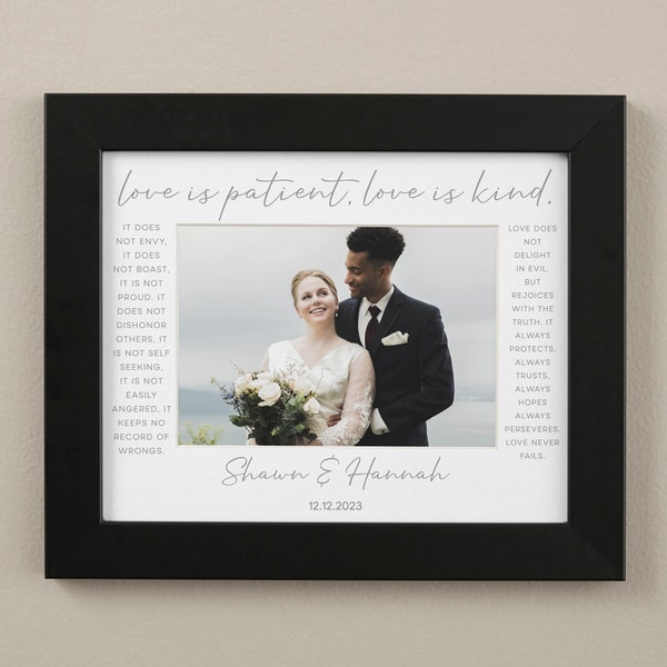 Love Is Patient Personalized Matted Frames, Personalized Wedding Gifts, Gifts for Couples, Personalized Wedding Sign, Personalized Wall Art