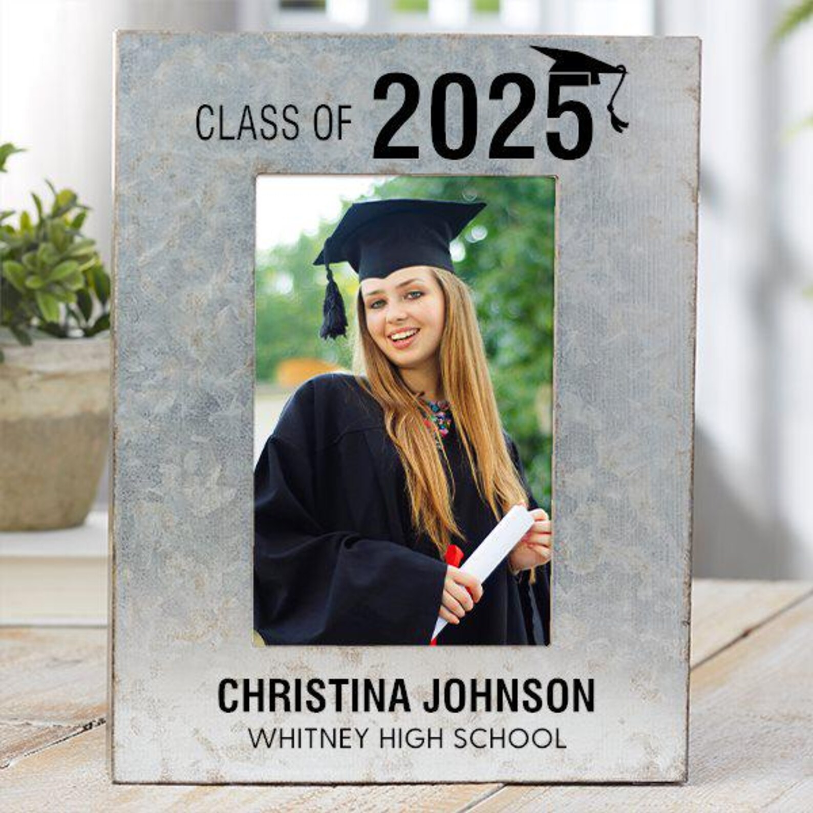 Grad Box Frame Class of Graduation Galvanized Box Picture Frame – Personalized ...