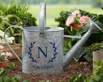 Personalized Laurel Initial Metal Watering Can – Custom Name Garden Watering Can – Large Outdoor Watering Can Gift for Mom
