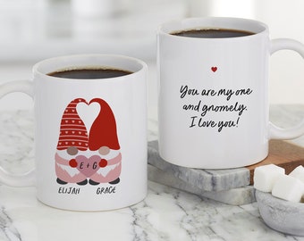 Gnome Personalized Valentine's Day White Coffee Mug, Valentine's Day Gift, Sweetest Day Gift, Personalized Mug, Gifts for Him, Gifts for Her