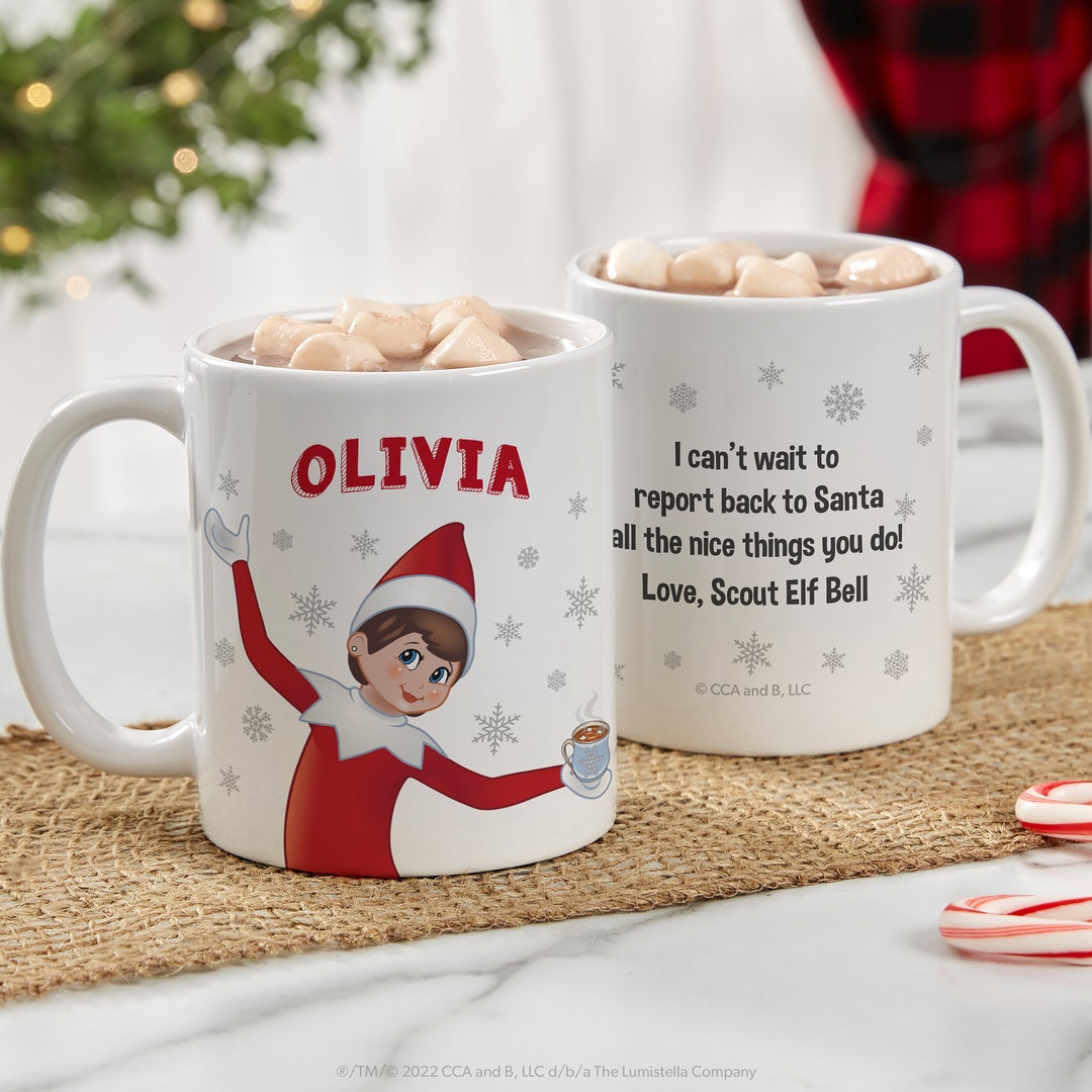 The Elf on the Shelf® Personalized White Christmas Mug , Hot