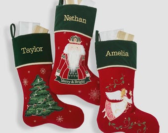 Personalized Traditional Christmas Stockings – Custom Mantel Stocking for Holiday Gifts