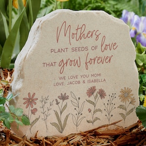 Love Blooms Here Personalized Standing Garden Stone, Garden Decoration, Gifts for Her, Mother&#39;s Day Gift. Personalized Gifts for Mom