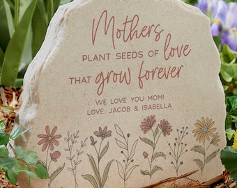 Love Blooms Here Personalized Standing Garden Stone, Garden Decoration, Gifts for Her, Mother's Day Gift. Personalized Gifts for Mom