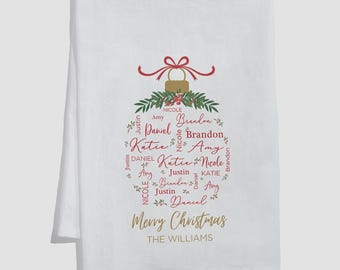 Merry Family Personalized Christmas Tea Towel, Christmas Gifts for the Kitchen, Christmas Home Decor, Christmas Decor