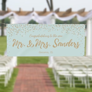 Sparkling Love Personalized Wedding Banner – Wedding Party – Party Supplies – Personalized Wedding Decorations – Wedding Shower Aqua