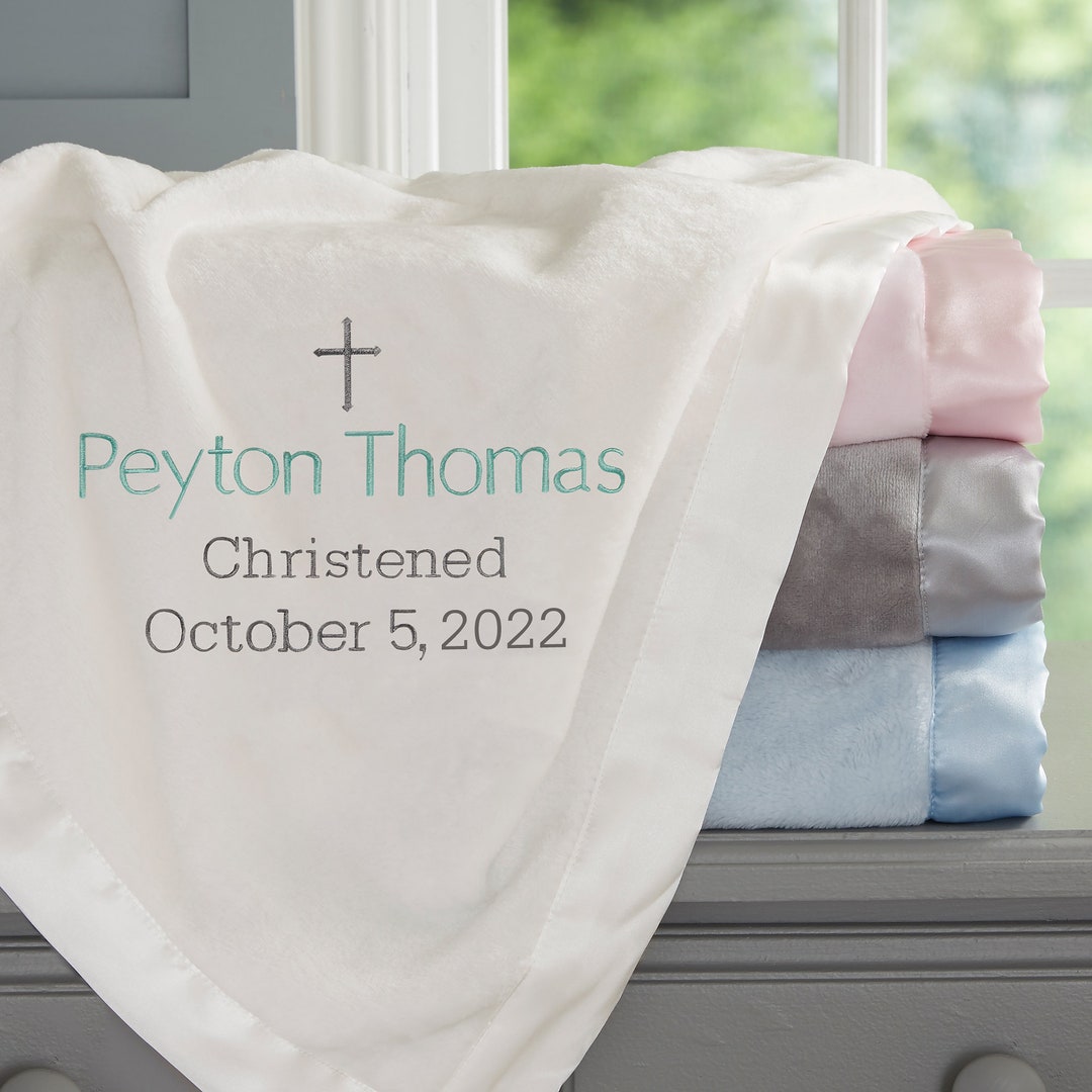 Christening Day Embroidered Ivory Baby Blanket Baby Blanket Etsy