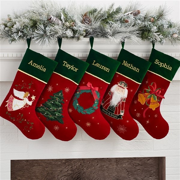 Traditional Icon Personalized Christmas Stockings, Classic Style Stockings, Old-Time, Family Stockings, Nutcracker Stocking, Retro Stockings