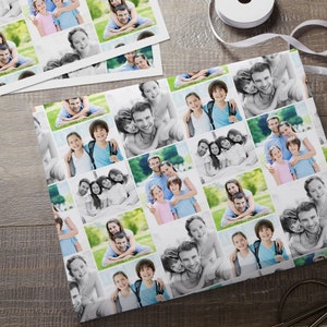 May include: A collage of black and white photos of a family, featuring a variety of poses and settings. The photos are arranged in a grid pattern on a white background.