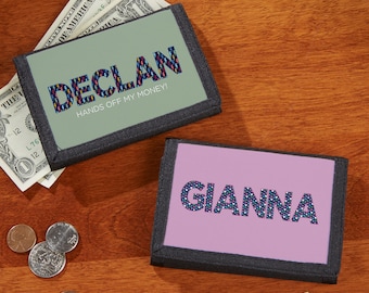 Personalized Kids Wallet – Children's Tri-Fold Wallet – Custom Name Child Money Holder