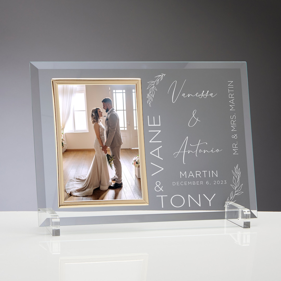 Engraved Wedding Picture Frame, Personalized Wedding Gifts