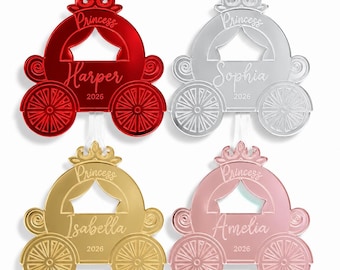 Personalized Princess Carriage Ornament – Custom Acrylic Holiday Keepsake for Girls