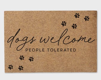 Dogs Welcome Doormat – Pet Lover Outdoor Door Mat – Front Porch Welcome Mat for Dog Homes