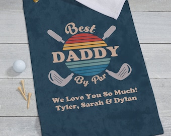 Best Dad By Par Personalized Golf Towel, Gifts for Dad, Father's Day Gift, Dad Gift, Gifts for Grandpa, Grandfather Gift