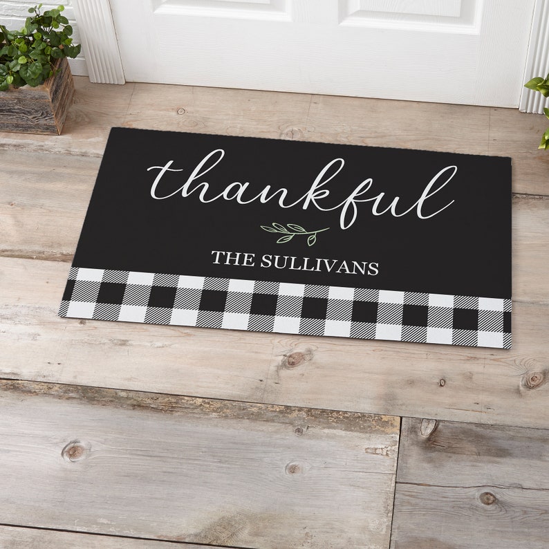 Black & White Buffalo Check Personalized Doormats Custom Fall Etsy
