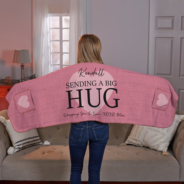 Sending Hugs Personalized Cuddle Wrap, Mother's Day Gift, Gift for Grandma, Gift for Her, Blanket Wrap, Gifts for Wife, Gifts for Friends