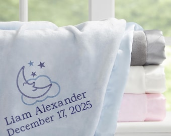 Personalized Baby Blanket – Custom Embroidered Baby Name Blanket – Baby Shower Gift – Birth Announcement – Nursery Keepsake