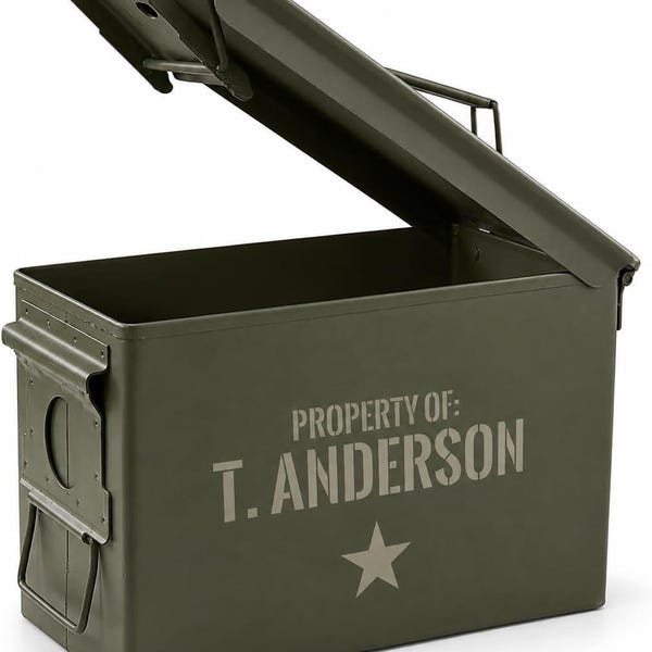Personalized Military Ammo Box – Engraved Steel Storage Can – Groomsman Gift