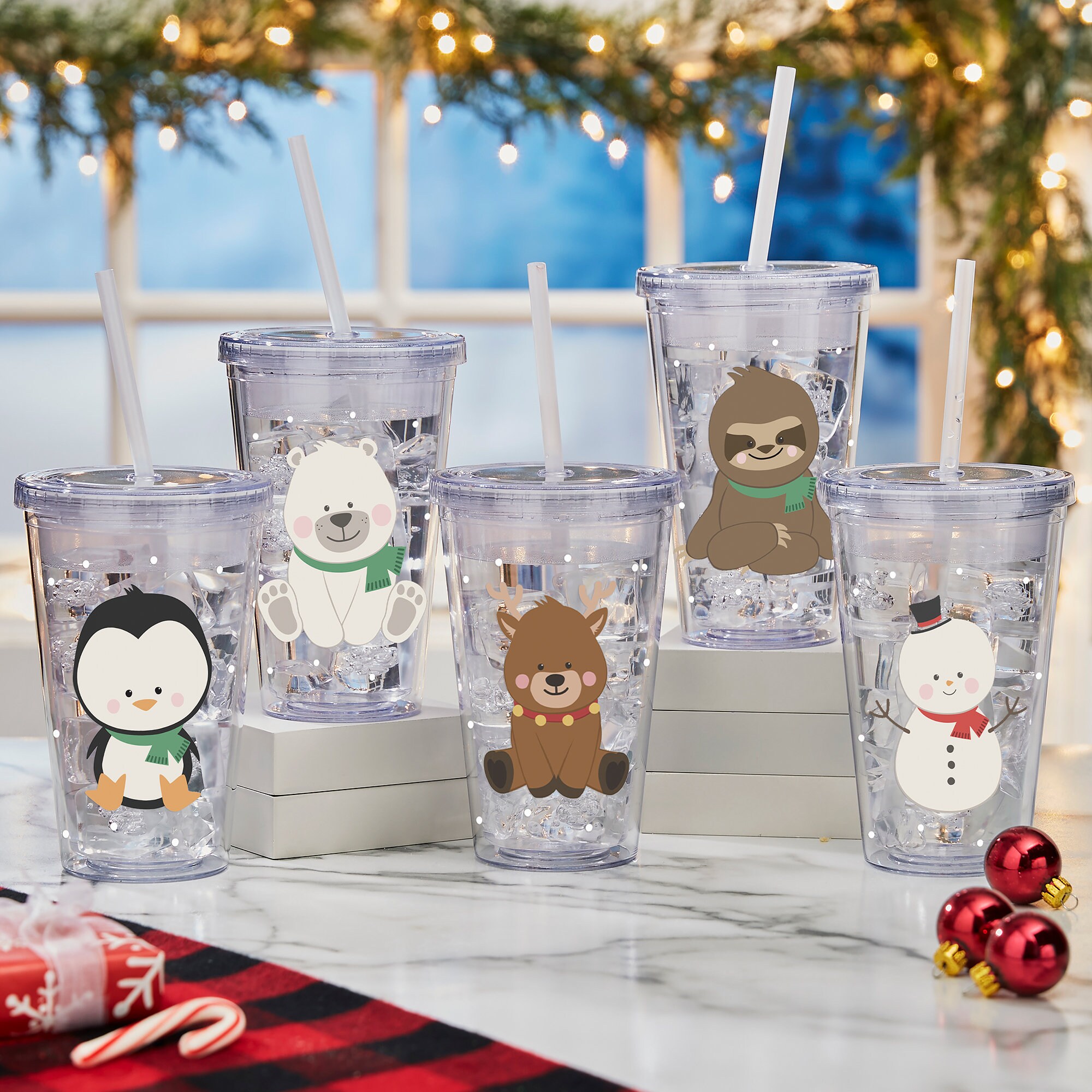Choose Your Icon Personalized 17 oz Christmas Acrylic Insulated Tumbler For  Kids