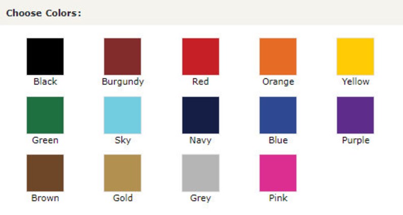Peut inclure: Un nuancier avec 16 carr&eacute;s de couleurs diff&eacute;rentes. Les couleurs sont noir, bordeaux, rouge, orange, jaune, vert, bleu ciel, bleu marine, bleu, violet, marron, or, gris et rose.