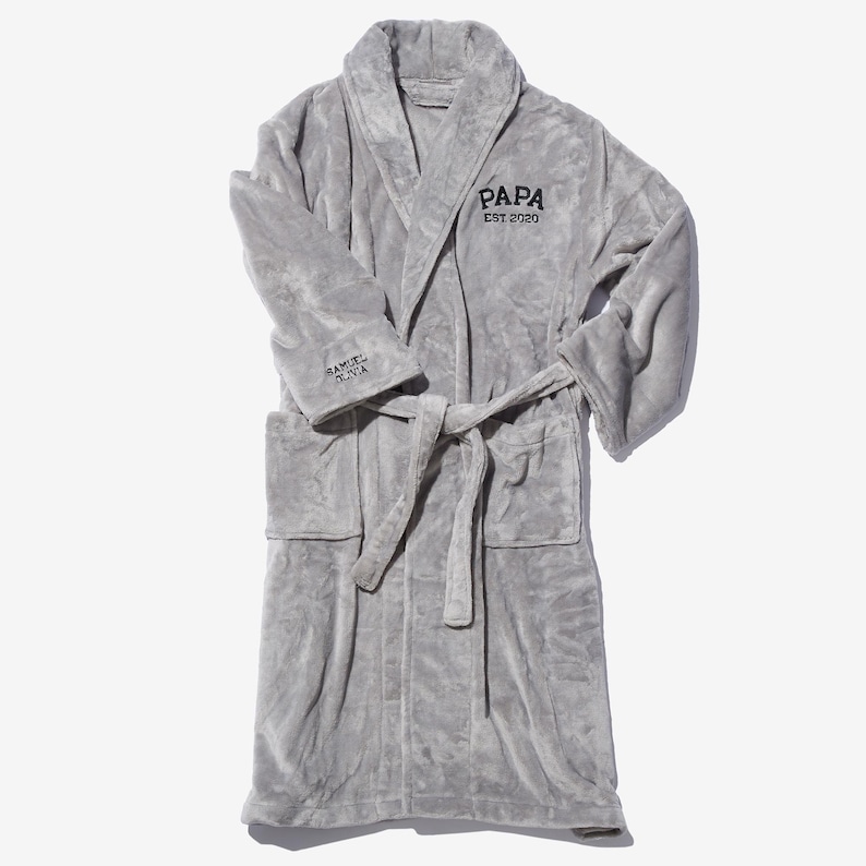 Custom Dad Fleece Robe With Names - Personalized Robe With Est Date ...