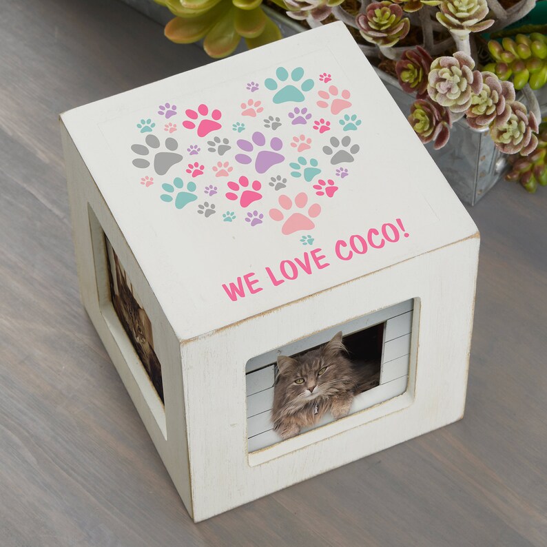 Pet Memorial Gifts Gifts for Pet Sympathy Paws On My Heart Personalized Photo Cube