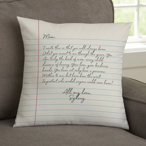 Letter To Mom Personalized Throw Pillow, Gifts for Her, Mother's Day Gift, Gifts for Mom, Anniversary Gift, Couples Gift