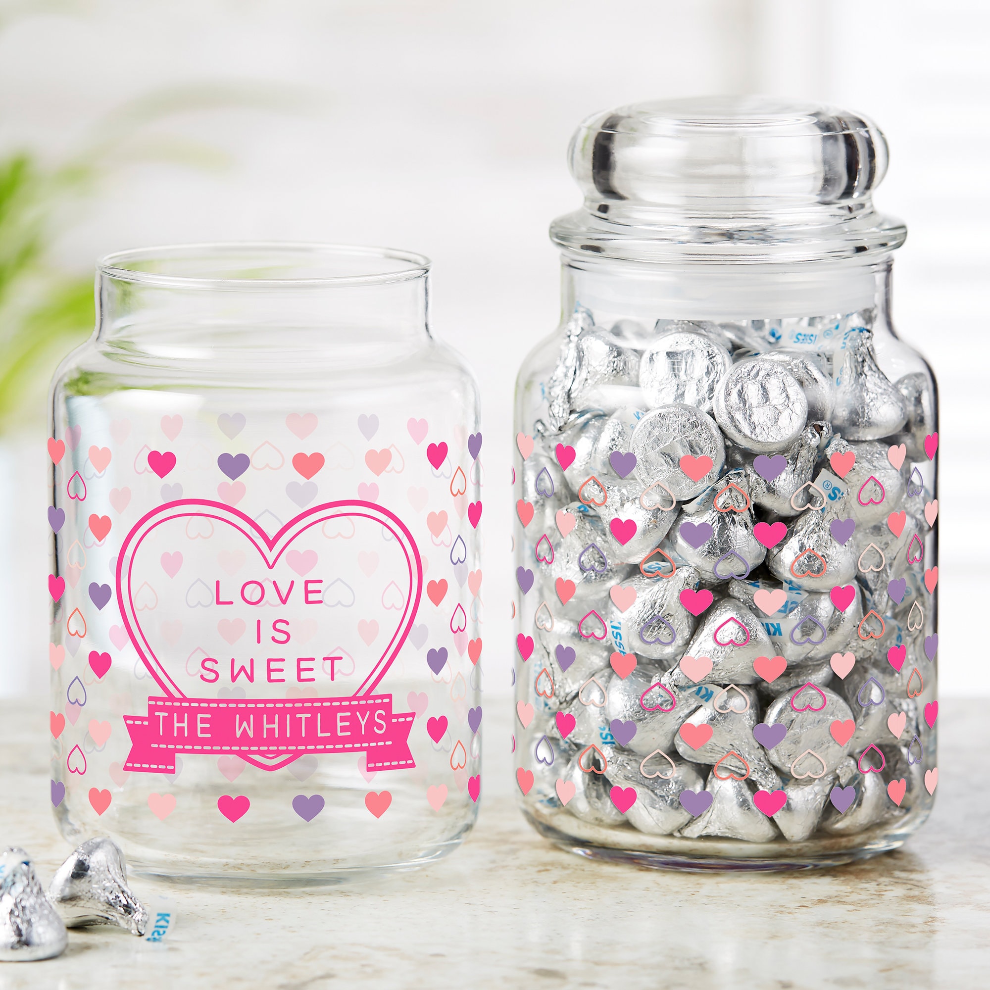 Mini Glass Decorative Candy Jar with White Ceramic Heart Lid