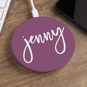 Trendy Script Personalized Wireless Charging Pad, Iphone Chargers, Wireless Phone Charger, Tech Accessories, Phone Accessories, Charger