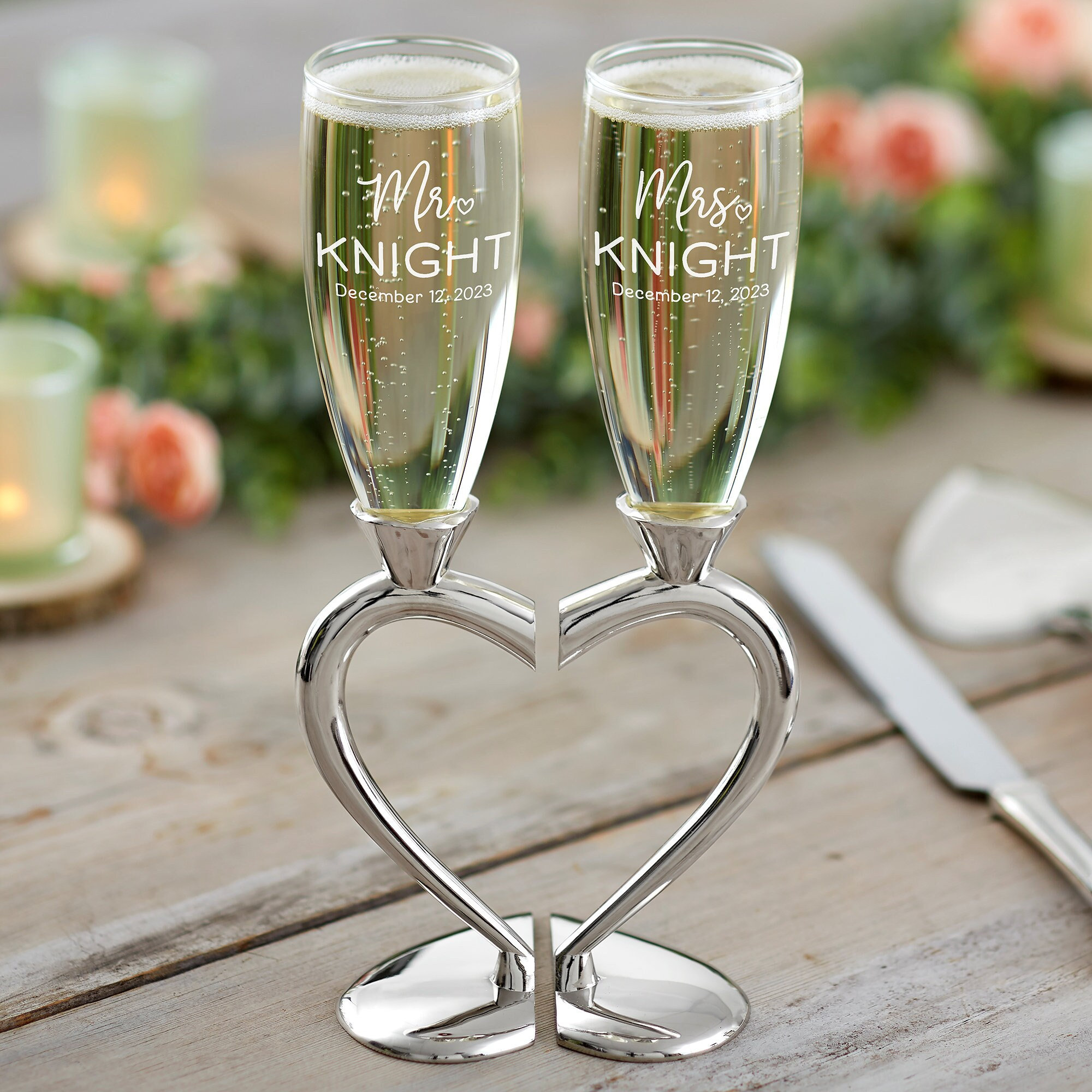 Infinite Love Personalized Wedding Flute Set, Personalized Wedding Gifts, Wedding Decor, Gifts for Couples, Mr and Mrs Gifts