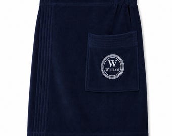 Gentleman's Seal Embroidered Men's Navy Velour Towel Wrap – Gifts for Him – Men's Gifts – Husband Gifts – Boyfriend Gifts
