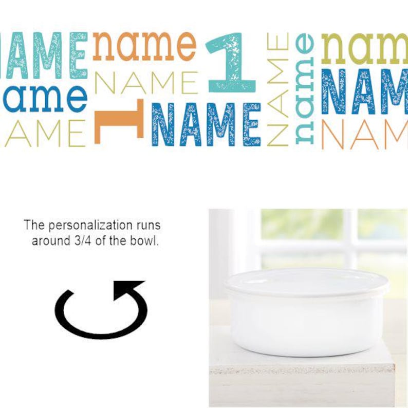 Trendy Repeating Name Personalized Enamel Bowl With Lid, Kids Snack ...