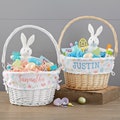 Personalized Colorful Easter Pattern Easter Basket – Custom Kids Easter Basket – Embroidered Name Easter Egg Hunt Baskets for Children