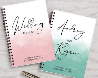 Watercolor Personalized Journals Set of 2, Gifts for Her, Office Gifts, Wedding Planner