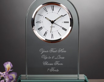Engraved Message Glass Clock, Personalized Wedding Gift, Anniversary Clock, Anniversary Gifts, Gifts For Him, Write Your Own Message