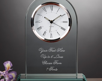 Engraved Message Glass Clock, Personalized Wedding Gift, Anniversary Clock, Anniversary Gifts, Gifts For Him, Write Your Own Message